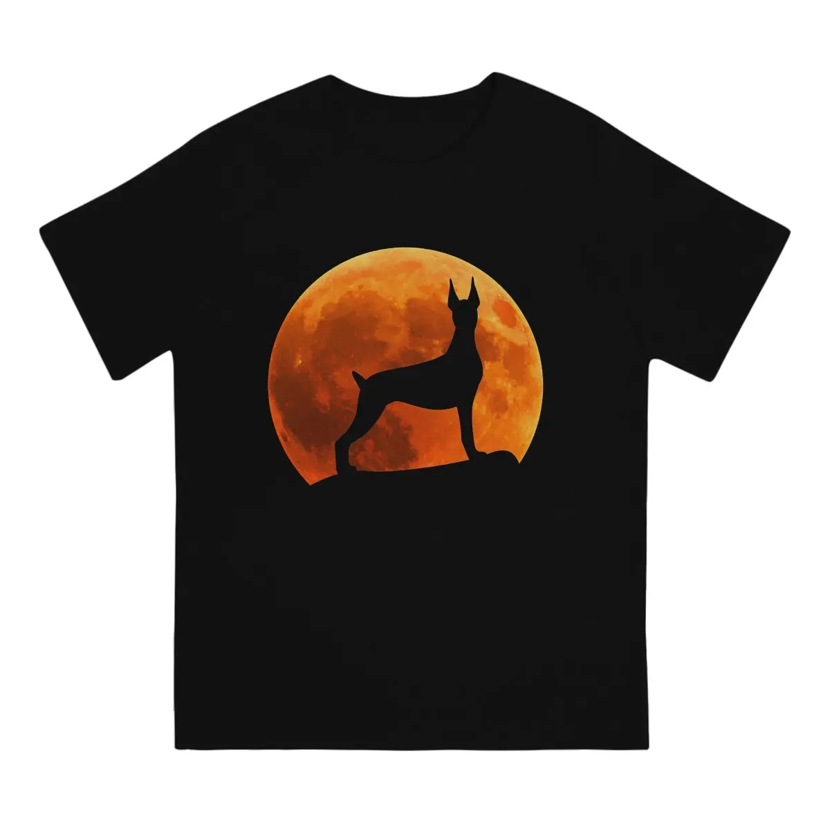 Doberman Dog Silhouette In Moon Men T Shirts Doberman Dog Novelty Tees Short Sleeve O Neck T-Shirts Pure Cotton Printing Tops