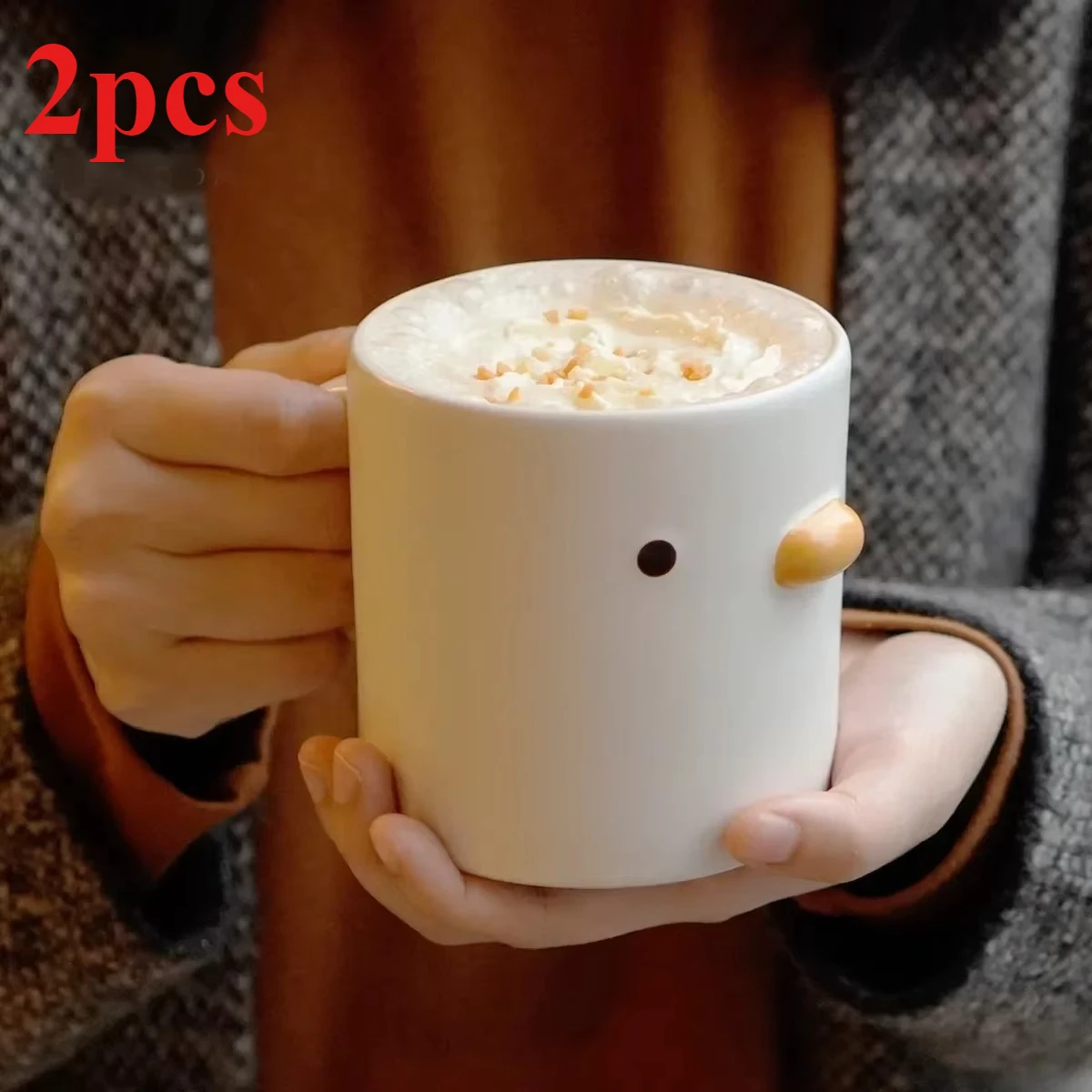 

2pcs Cute Chicken Ceramic Mug,Coffee Mugs Juice Handle Office Tea Cup,Party Kitchen Drinking Tool,Microwave Safe Milk Cups 400ml