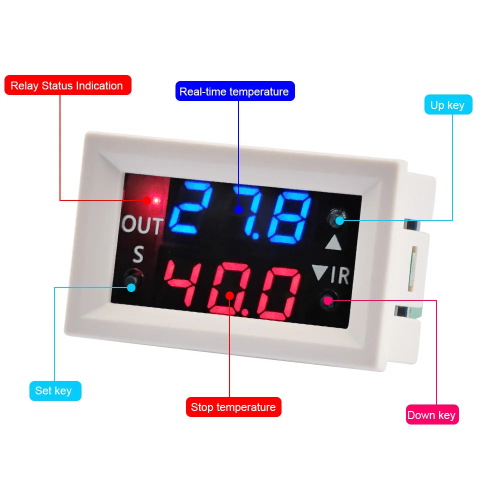 Termostato Digital de CC de 12V, regulador de temperatura, termorregulador, incubadora, 3950 NTC, Sensor, módulo de interruptor de W2401-N