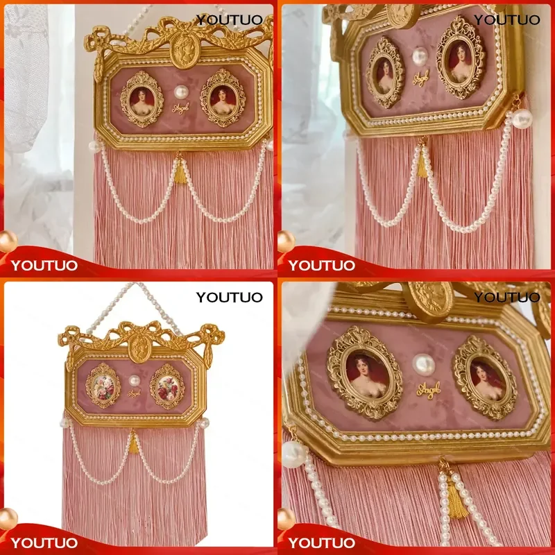Pink Tassel European Style Chic Retro Living Room Decor Unique Electricity Meter Box Cover Stylish Functional Art Stereo