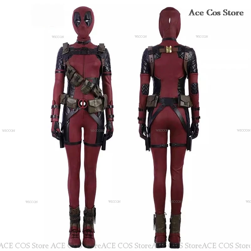 Lady Dead Cosplay Jumpsuit Wade SuperHero Gender Swap Pool Halloween Party Deaddpool Mask Cosplay Costume Prop Mask Movie Female