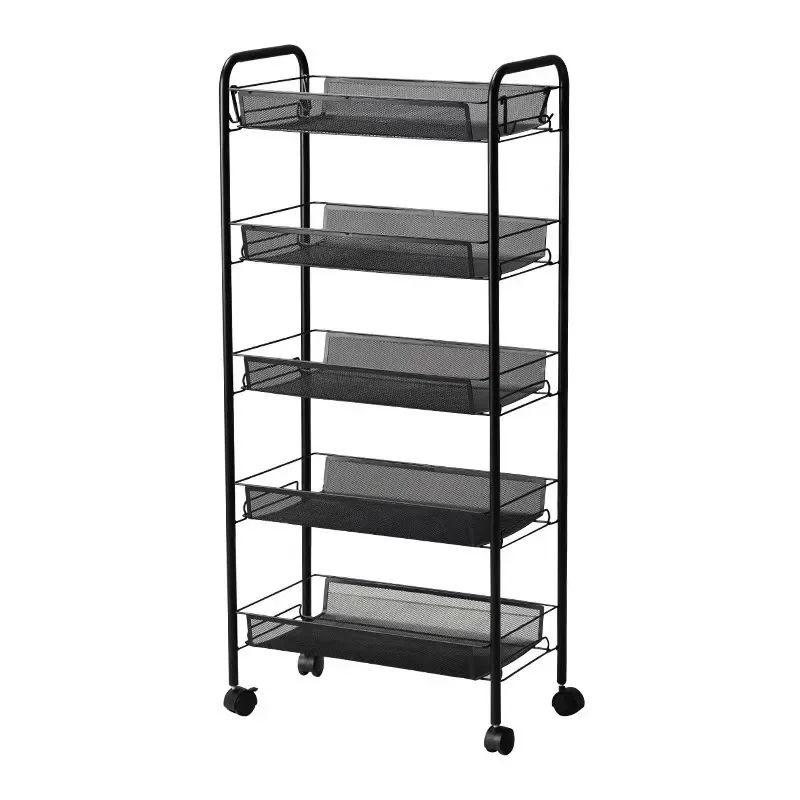 5-layer Floor-standing Kitchen Bathroom Toilet Mobile Baby Supplies Bedroom Bedside Snack Storage Rack Wheel Trolley Rack