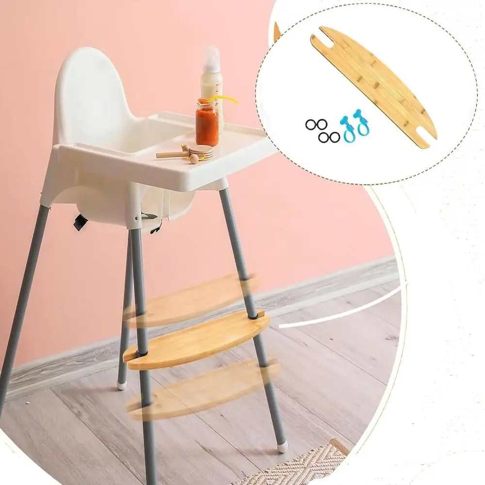 Natural Bamboo Wooden High Chair Footrest Universal Adjustable Adjustable HighChair Foot Rest 50cm Baby Highchairs Pedal