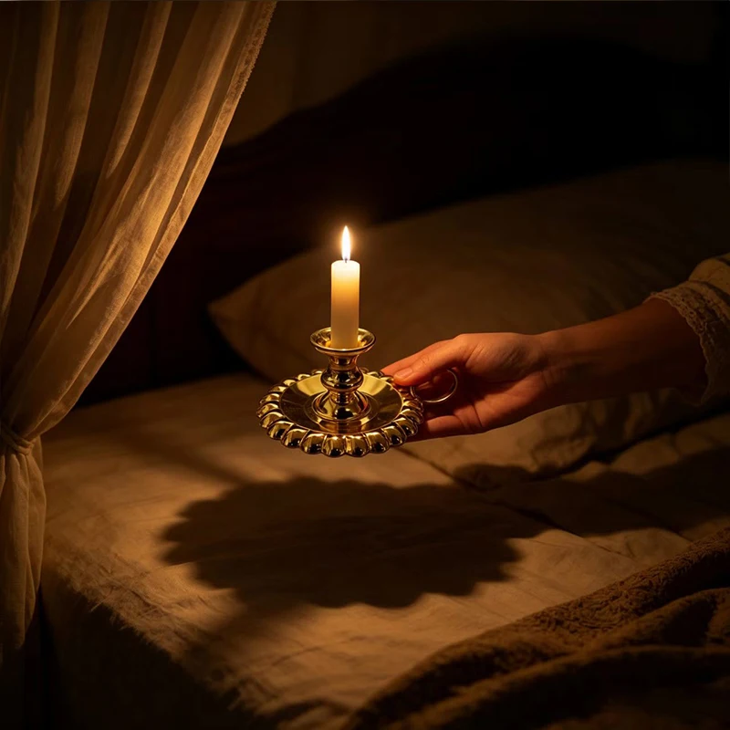 Support de bougie orthodoxe de luxe plaqué or avec poignée pour la liturgie de l'église, l'autel domestique, la prière, la dévotion, cadeau chrétien, décoration