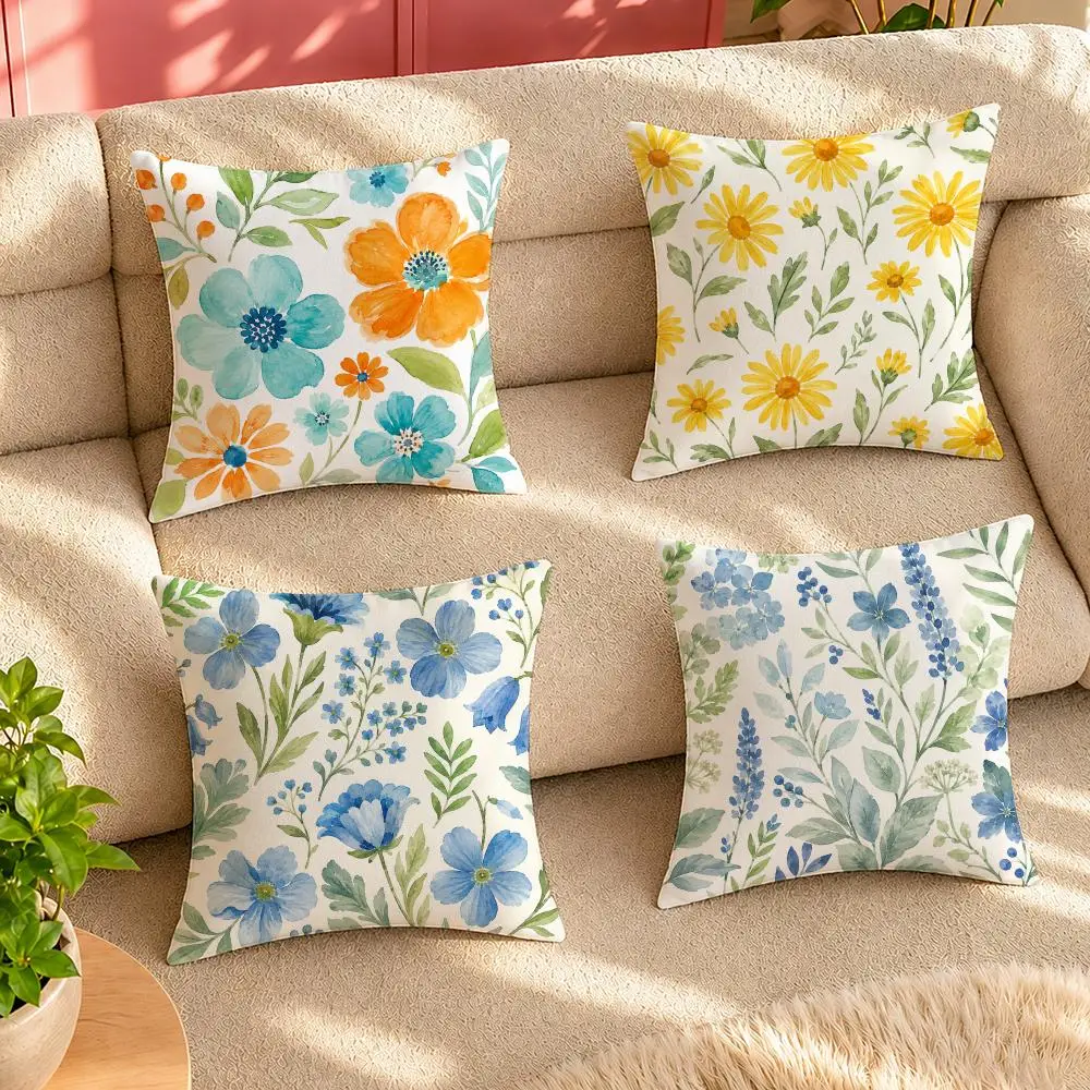 Vintage Botanical Floral Art Cushion Cover Pillow Cover Decorative Throw Couch Home Decor for Living Room Sofa