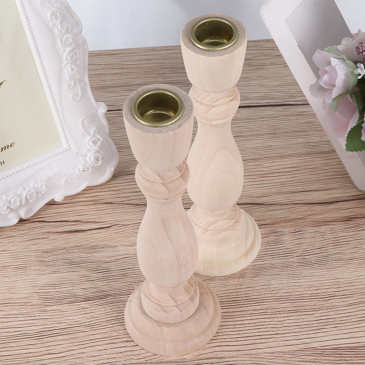 

4pcs Wooden Holder Solid Wood Mini Candlestick Creative Stand For Home Wedding Decor Desktop Gift Wood Candlestick