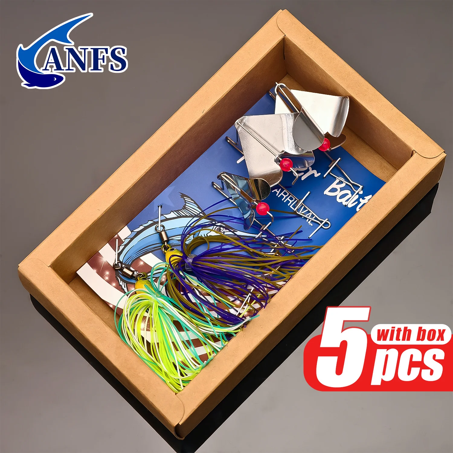 ANFS スピナーベイト 2個、鮮やかなサイズ交換ヘッド3個 - Fishing Lure Kit のレビューと価格