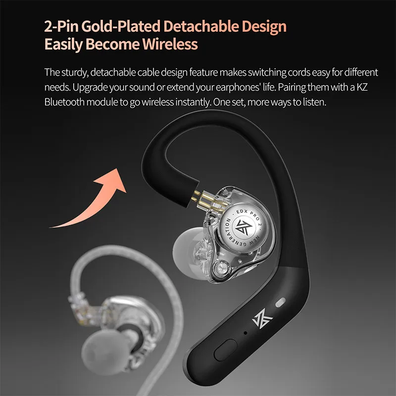 سماعات أذن KZ EDX PRO 2 مع إصدار مطور لسماعات الأذن ذات الملف الديناميكي عالي الدقة HIFI