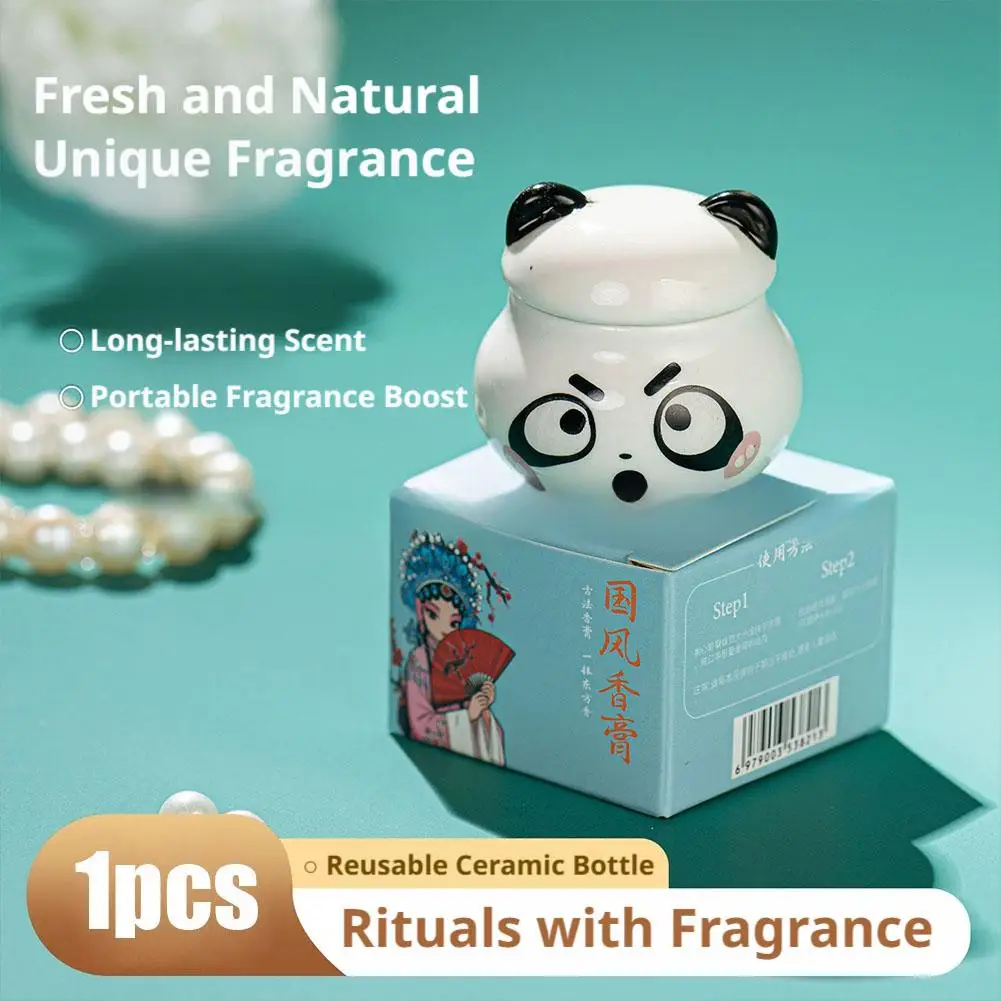 1pc 12G Ceramic Panda Solid Perfume Balm Lavender Rose Gardenia Orang Blossom Flavor Fragrance Charming Attraction Odor Remover