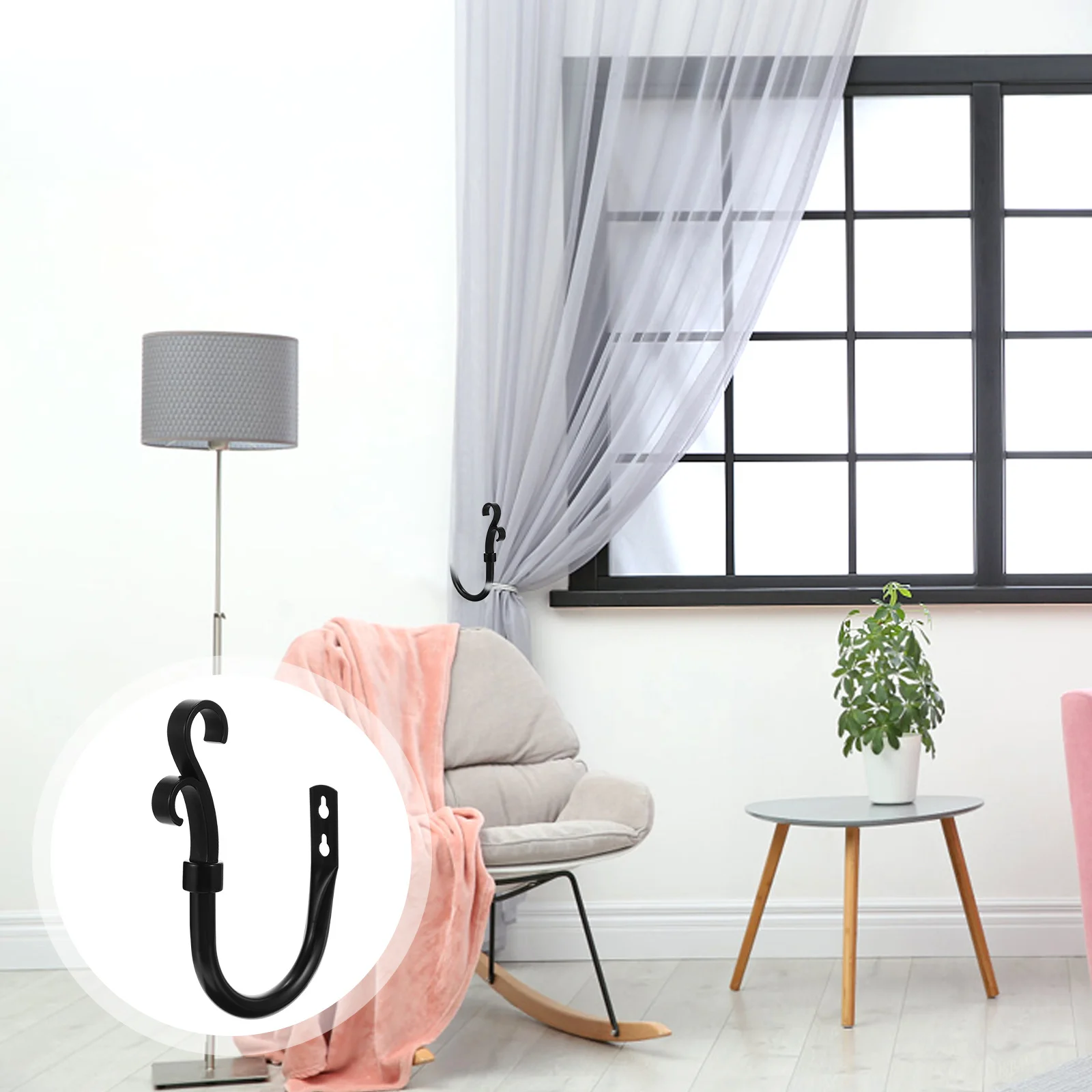 

2Pcs Decorative Curtain Holdbacks Iron Wall Hooks Mounting Clips for Bedroom Bathroom Living Room Home Use Curtain Holders