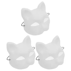 3 Pcs Mask Cat Halloween Masks DIY to Paint Abs Blank Paintable Plastic Base Animal