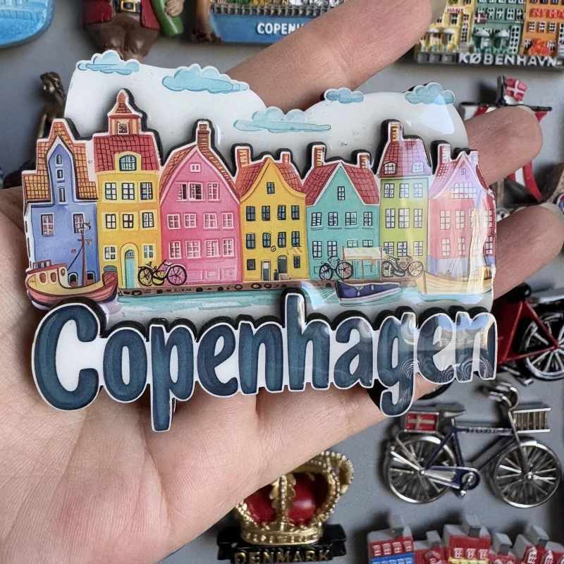 مغناطيس الثلاجة الدنمارك Nordic Nyhavn جديد هاربور شارع المشهد البيت كوبنهاغن الدنماركية القراصنة دراجة الثلاجة ملصق الثلاجة #6