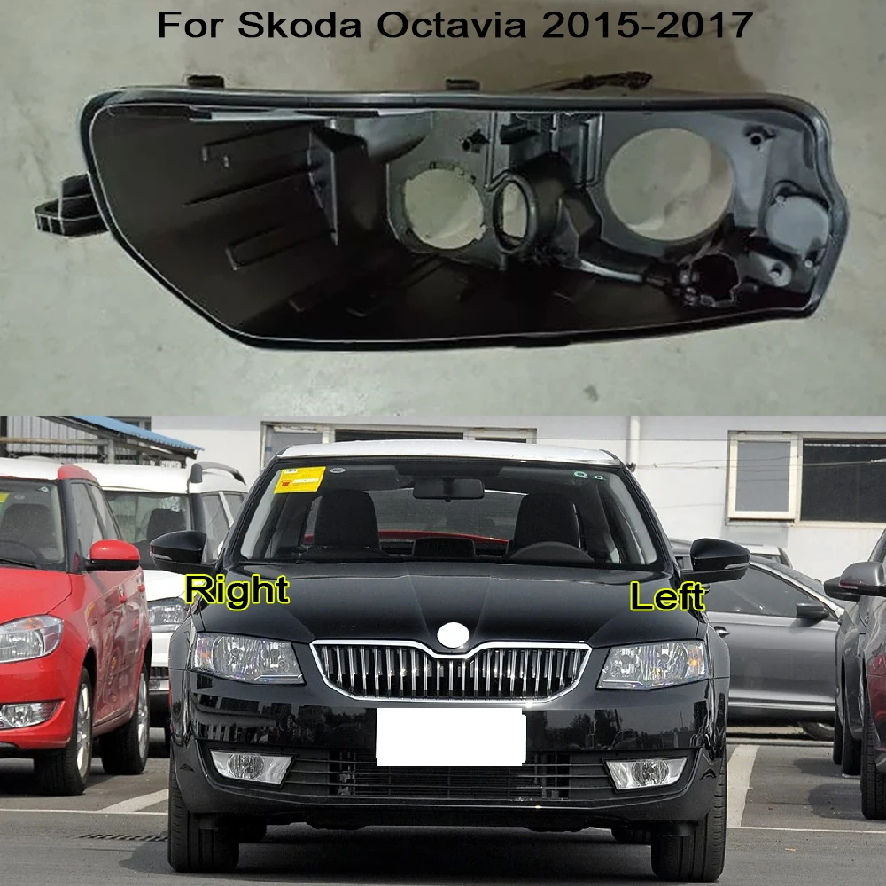 

Headlight Base Replacement Headlamp House For Skoda Octavia 2015-2017 Headlight Black Back Rear Shell