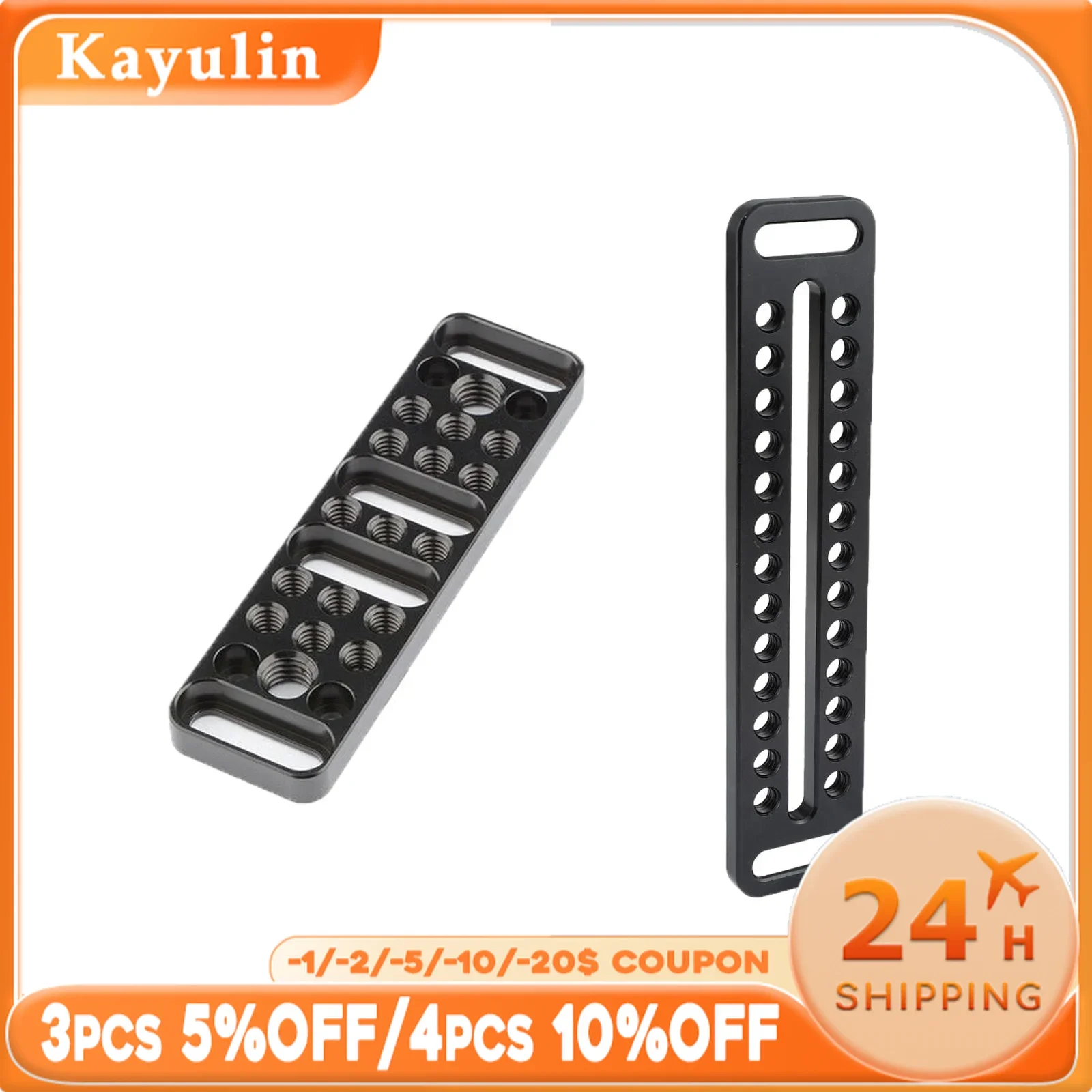 

KAYULIN Multi-function Cheese Plate with 1/4"-20 and 3/8"-16 Connections For DSLR Camera Cage Kit DIY Configuration Accessories