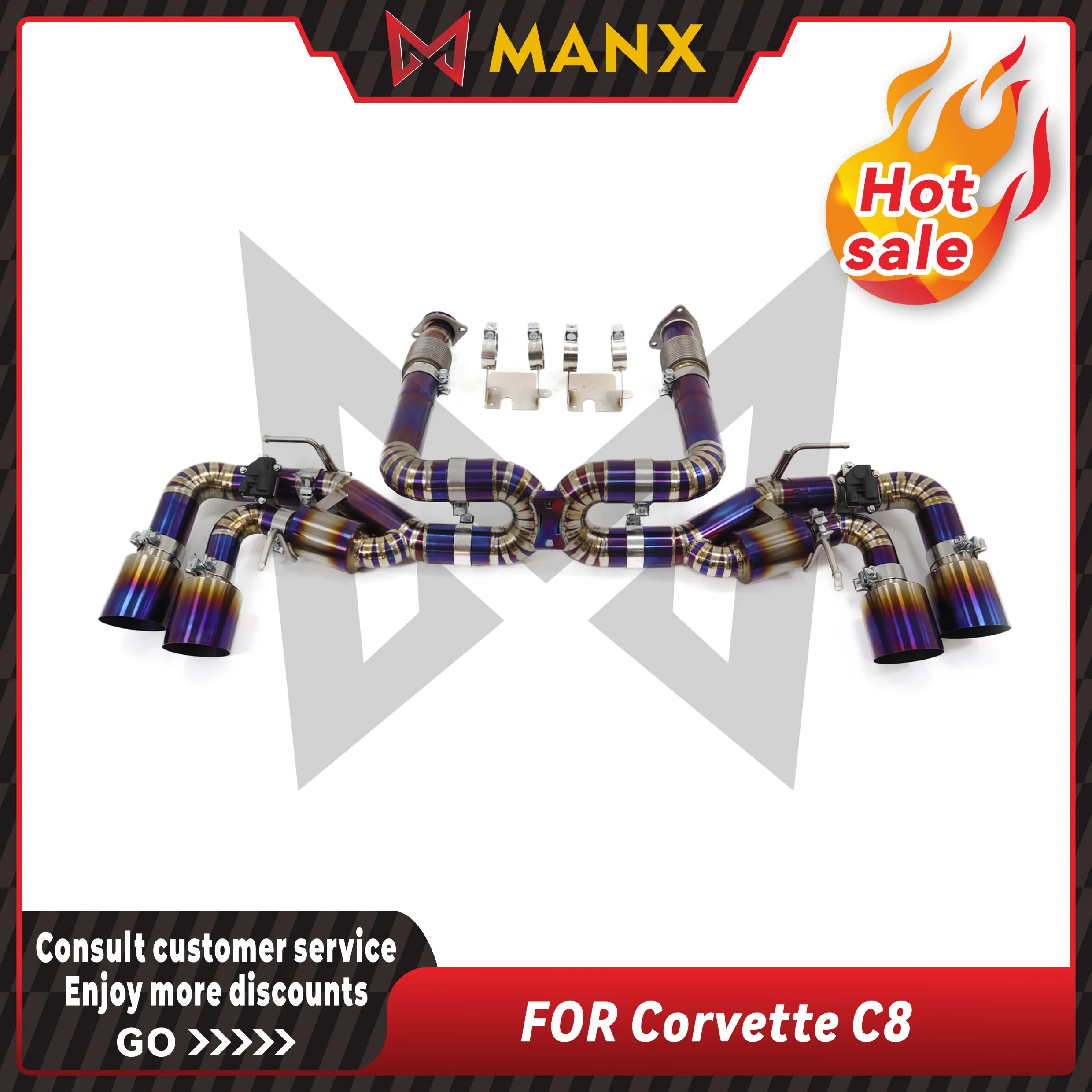 

Titanium alloy purple Catback Performance Auto Exhaust pipe for Corvette C8 Muffler with remote control valve