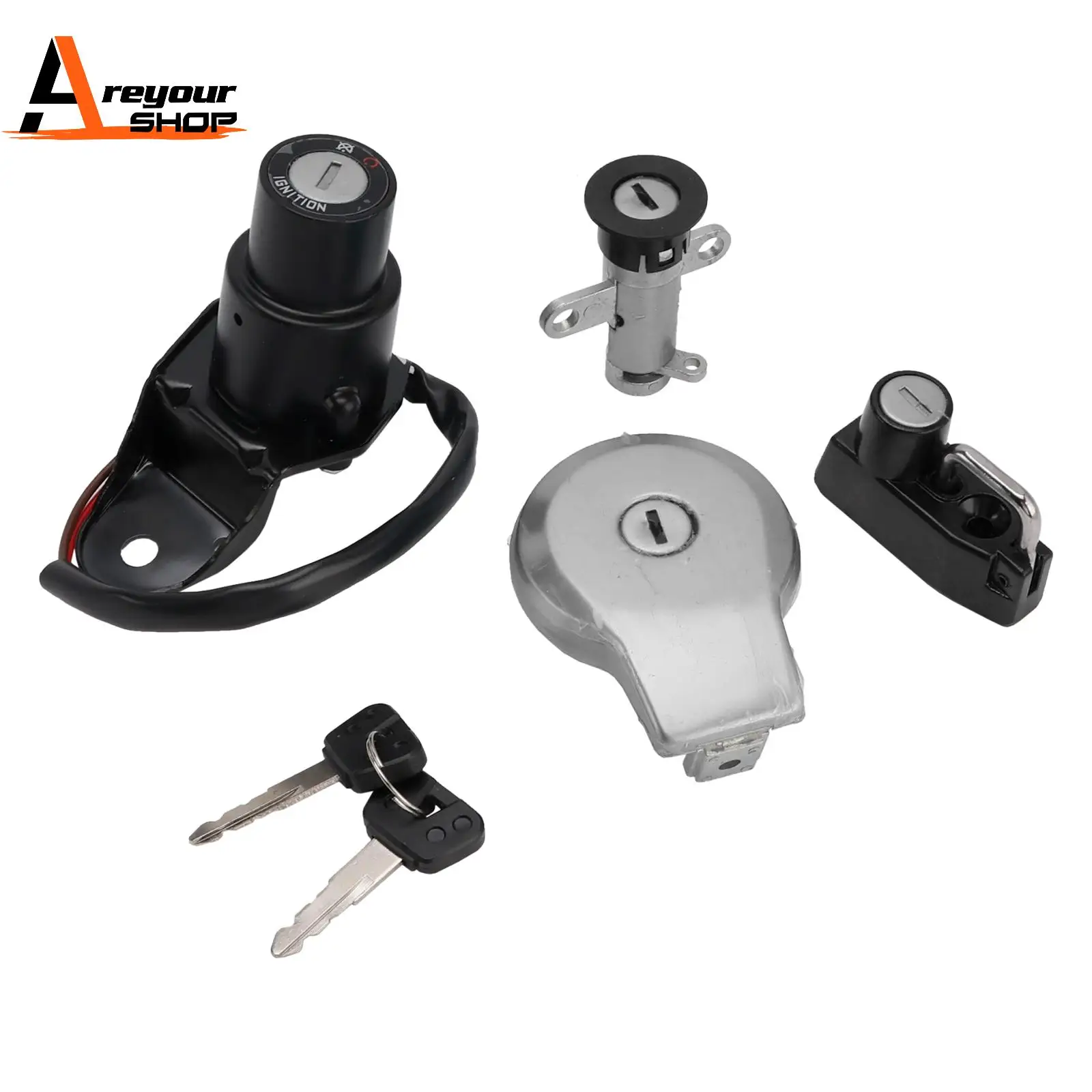 

Areyourshop Ignition Barrel Seat Lock Fuel Cap Set for Yamaha XV 400 Virago 1991 1992 1993 1994