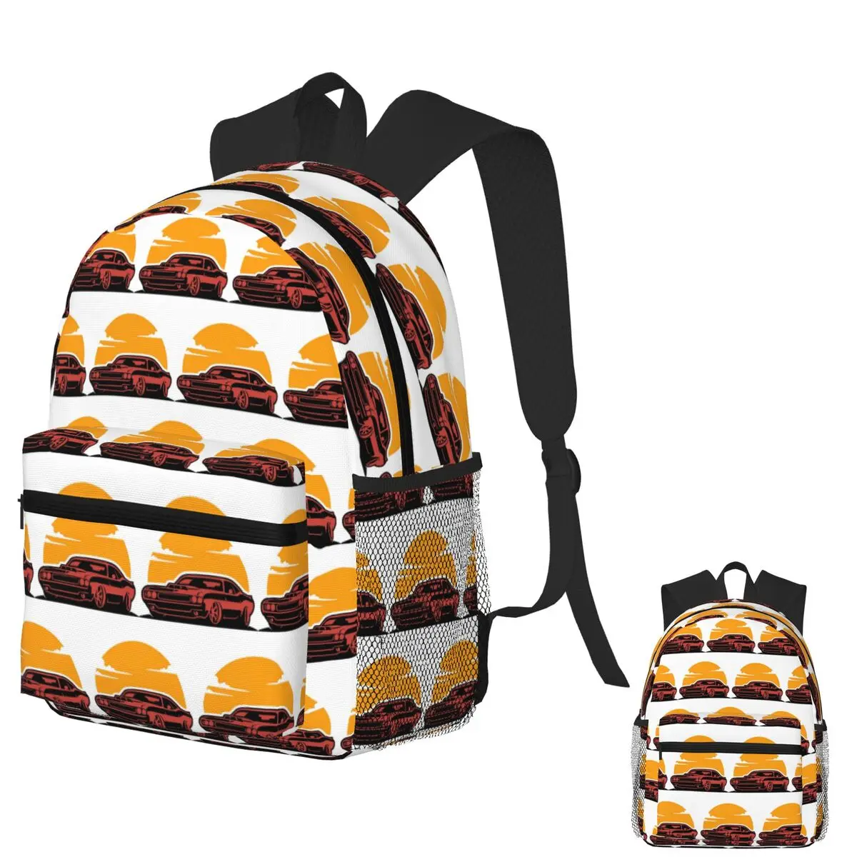 

VINTAGE CAR 2 Student Backpack School Bag Hiking Travel Daypack for Boys Girls Fashion Bookbag Shoulder Bags