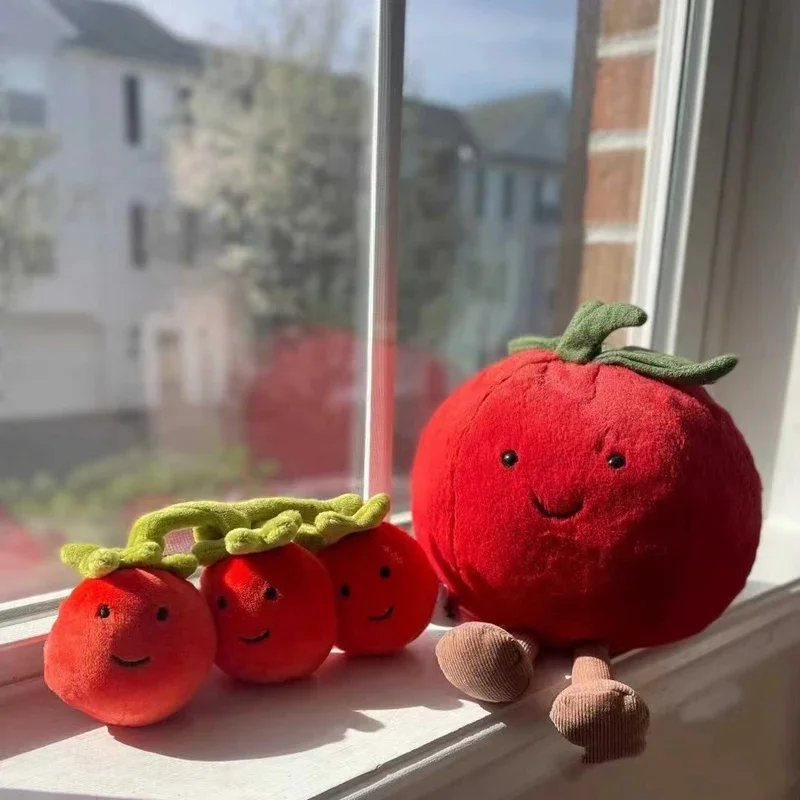 Brinquedos de pelúcia de tomate vermelho para crianças Almofada recheada, Desenhos animados, Macio, Bonito, Adorável, Vegetal, Boneca, Aniversário, Decoração do lar, Meninas