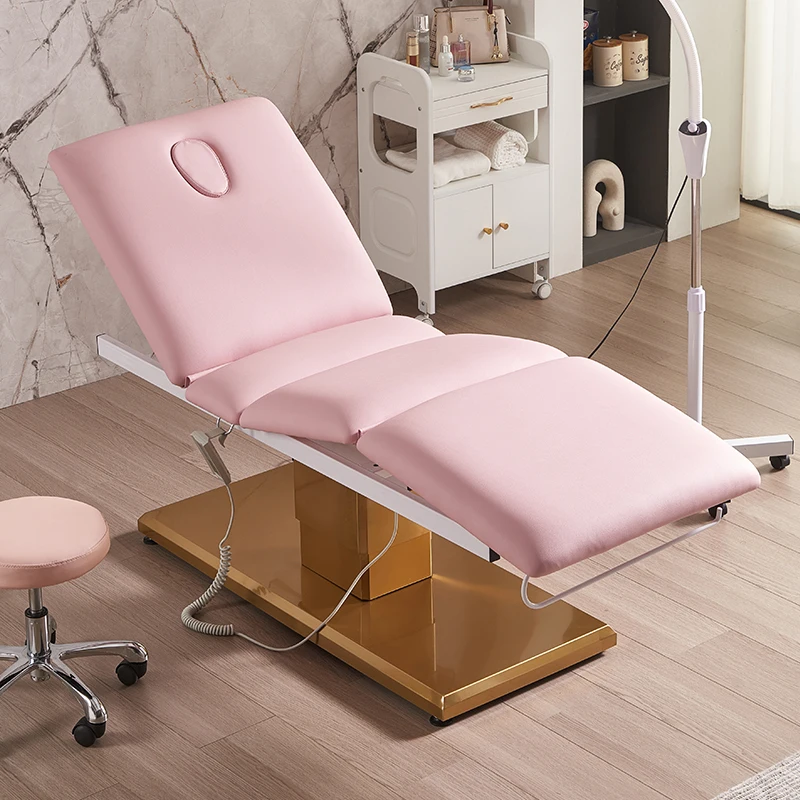 Popular modern beauty salon massage aesthetic bed orange electric physiotherapy treatment table eye lash bed