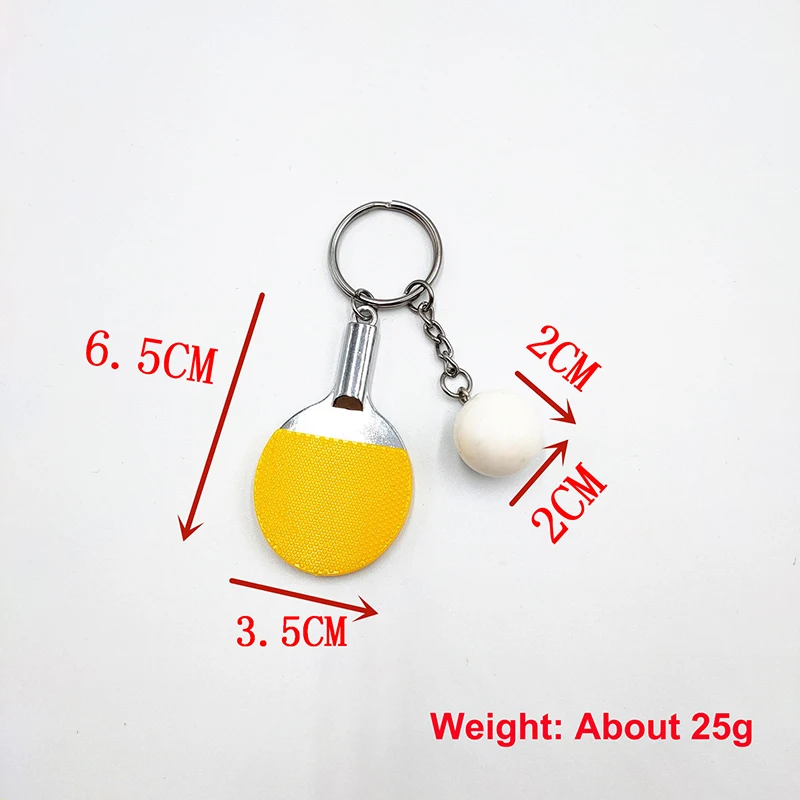 Fashion Ping-pong Racket Keychain Creative Simulation Table Tennis Bat with Ball Charm Key Chain for Handbag Purse Car Keyrings