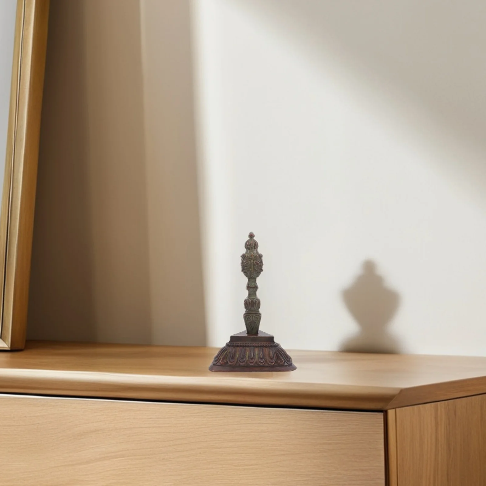 1 مجموعة البوذية التبتية فاجرا النحاس دورجي طقوس قطعة أثرية مع حامل ديكور المنزل البوذية رمز تمثال صغير #5