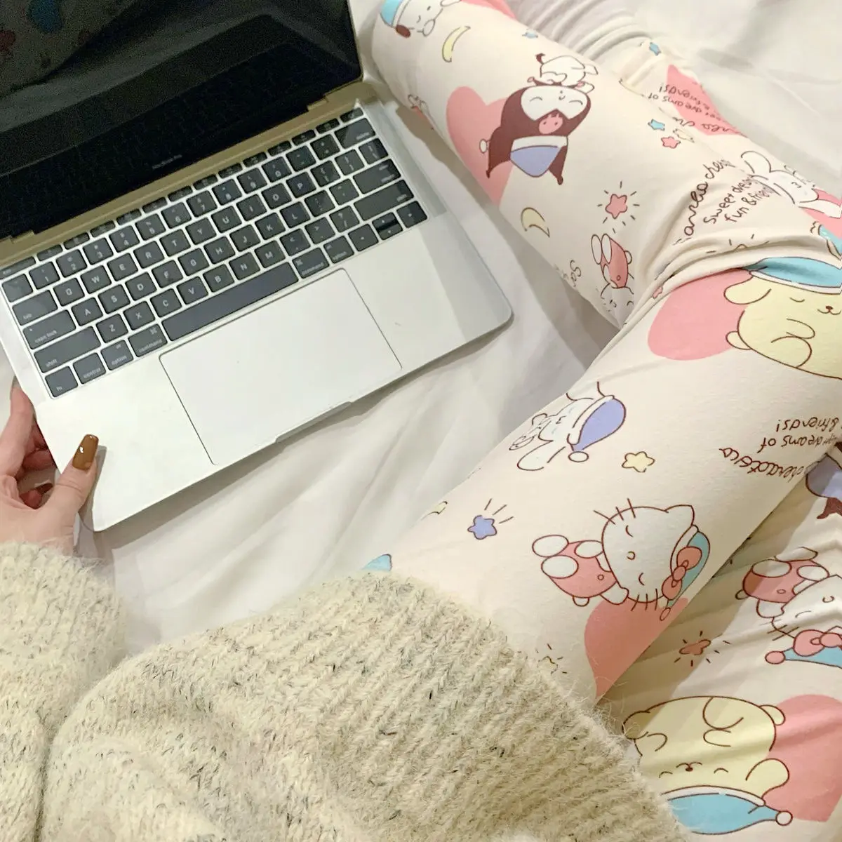 Women's Leggings For Autumn And Winter Slim Fit Casual Pants, Hello Kitty Printed Cartoon Home Cute Warm Pants