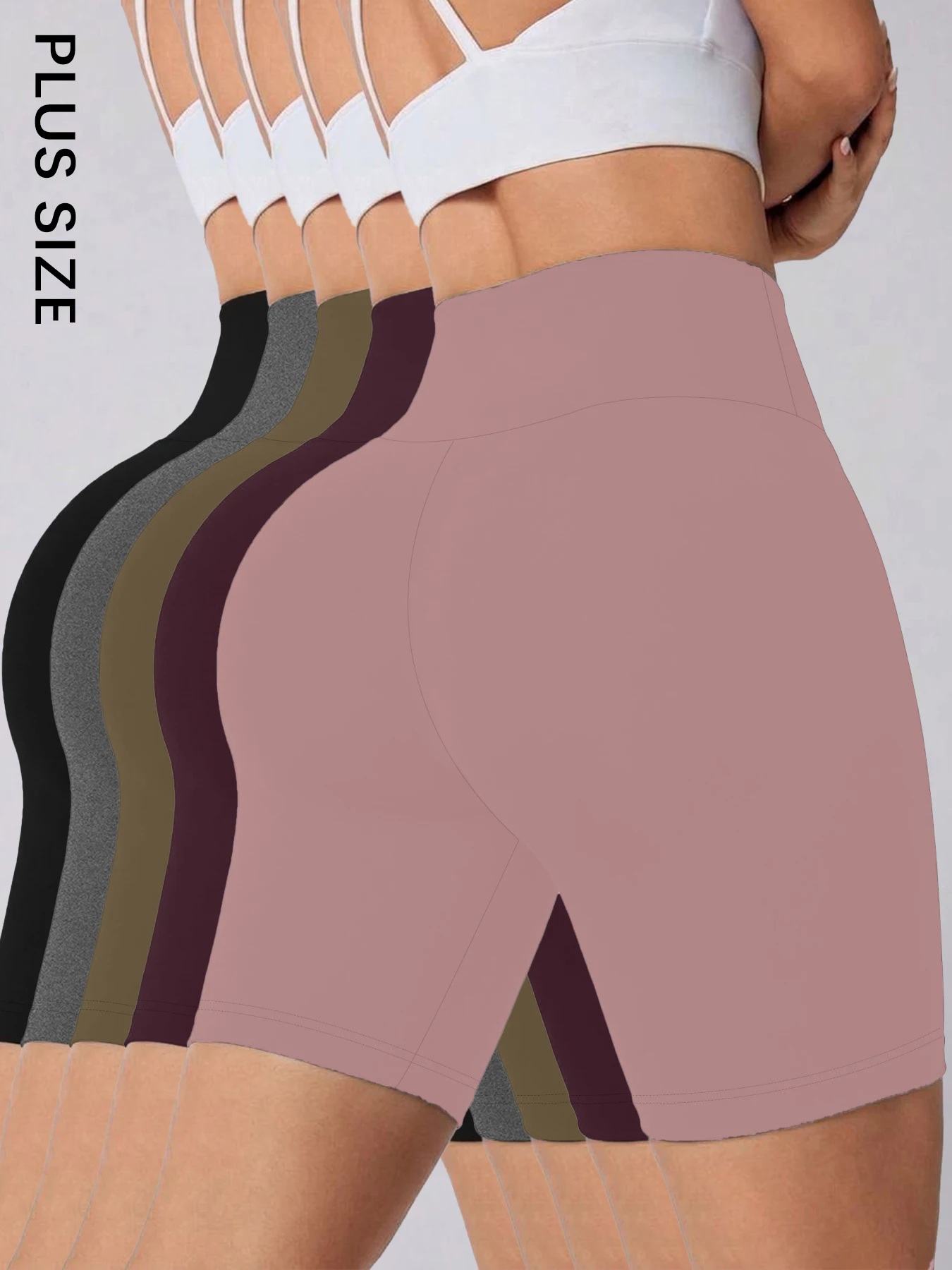 

Plus Size 5 Pack Biker shorts for Women, High Waisted Super soft Workout Yoga Athletic Shorts Running