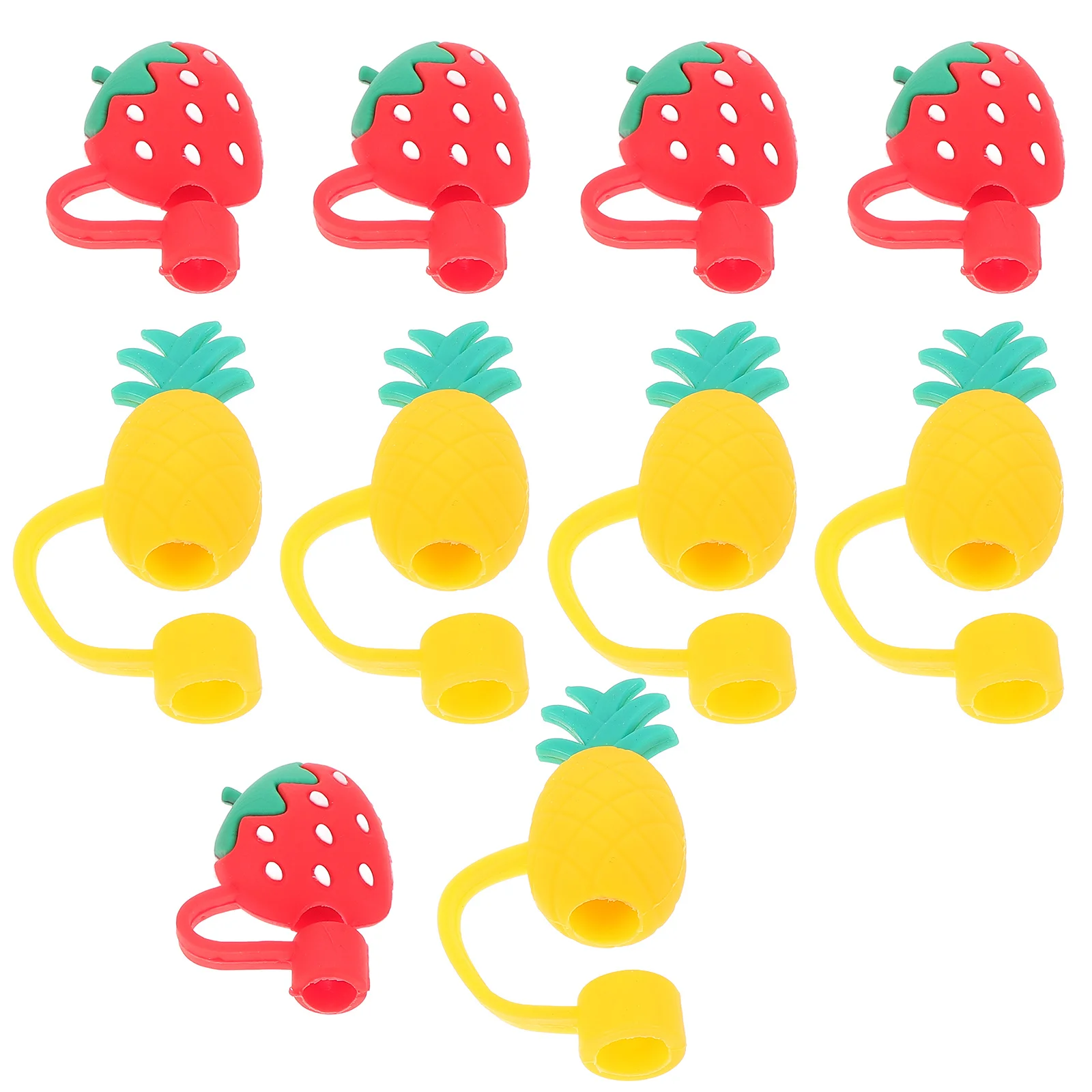 

10Pcs Reusable Silicone Straw Caps Cute Pineapple Toppers Easy to Use for Parties and Daily Drinks Protection Straw Covers