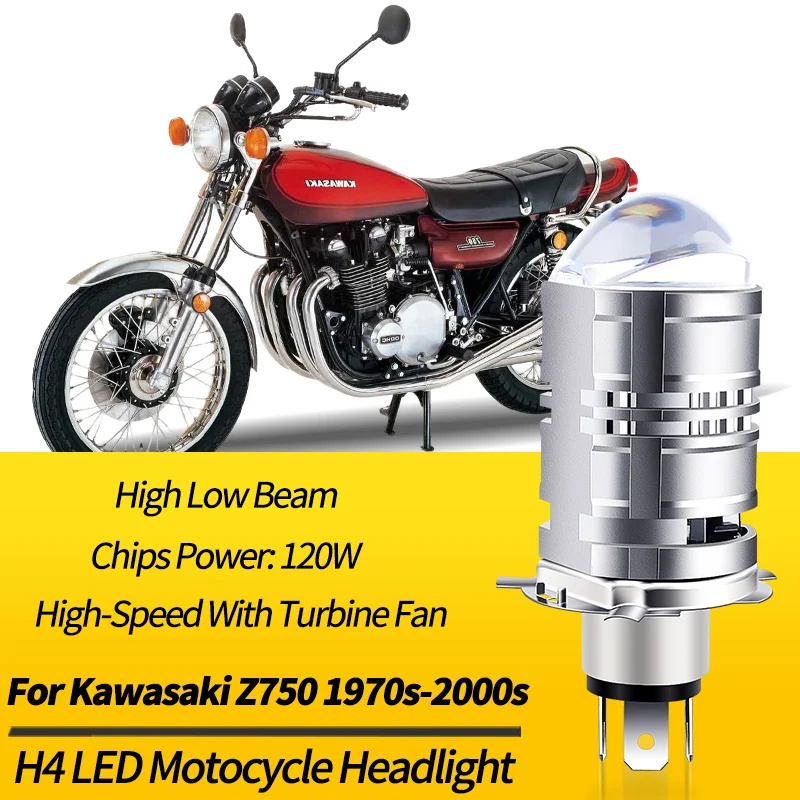 1PC LED Headlight Bulb H4 9003 HB2 Canbus For Kawasaki Z750 Z1000 1970 1971 1972-2000 High Low Beam Motocycle Retrofit Accessory