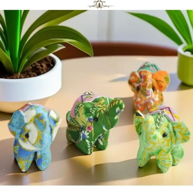 Breloczek z tajskim wzorem słonia z tkaniny DIY, dekoracja do zawieszenia w domu lub biurze, ozdoba do torby, dzwonki wietrzne.