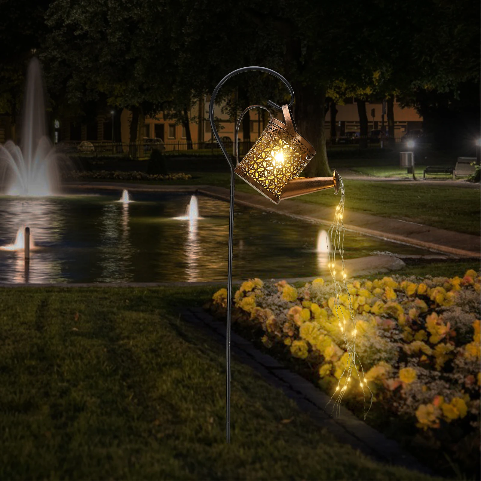 Outdoor Decoration Garden Light, Laser Cut, Thickened Iron, 36 LED Warm White, 6 Fast Flashing Lights, Intelligent Light Control