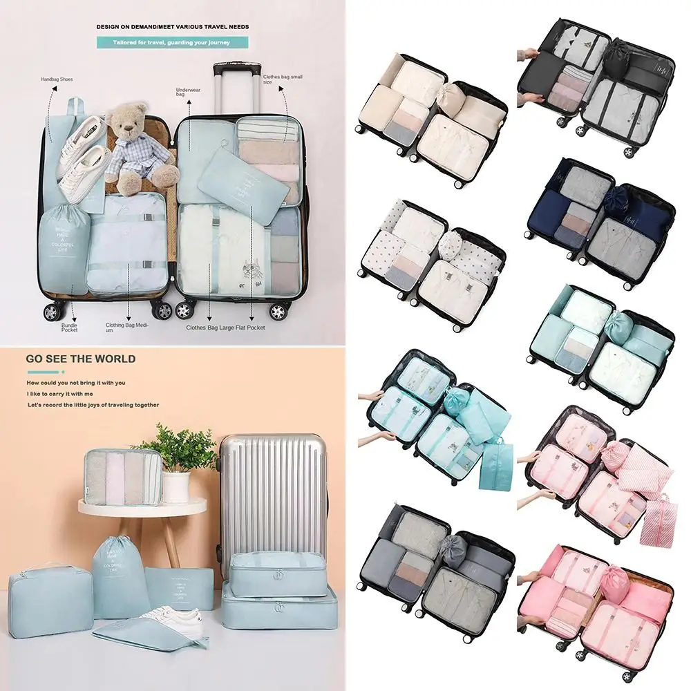 

7PCS/SET Multi-color Travel Storage Bag Large Capacity Shoes Packing Clothes Sorting Organizer DIY Suitcase Storage Bag Luggage