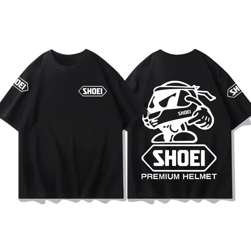 2026 New Shoei Helmet Off-road Motorcycle Graphic T-shirt, Short Sleeve Streetwear Top, Trendy Riding Casual Tee
