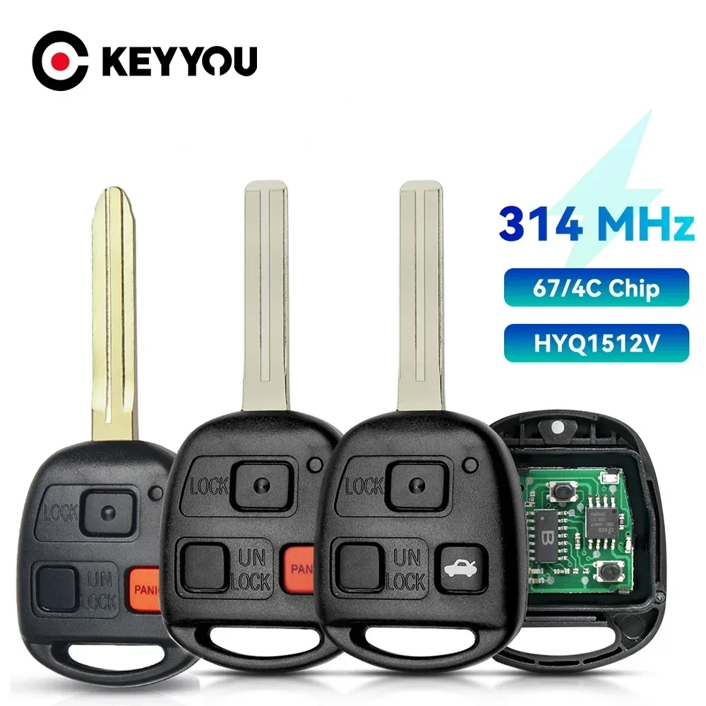 

KEYYOU 1PCS NEW For Lexus ES 250 GS SC 300 LS 400 LX 450 470 1989-2001 TOY40 Remote Car Key 315MHZ 4D67 4C Chip FCC ID: HYQ1512V