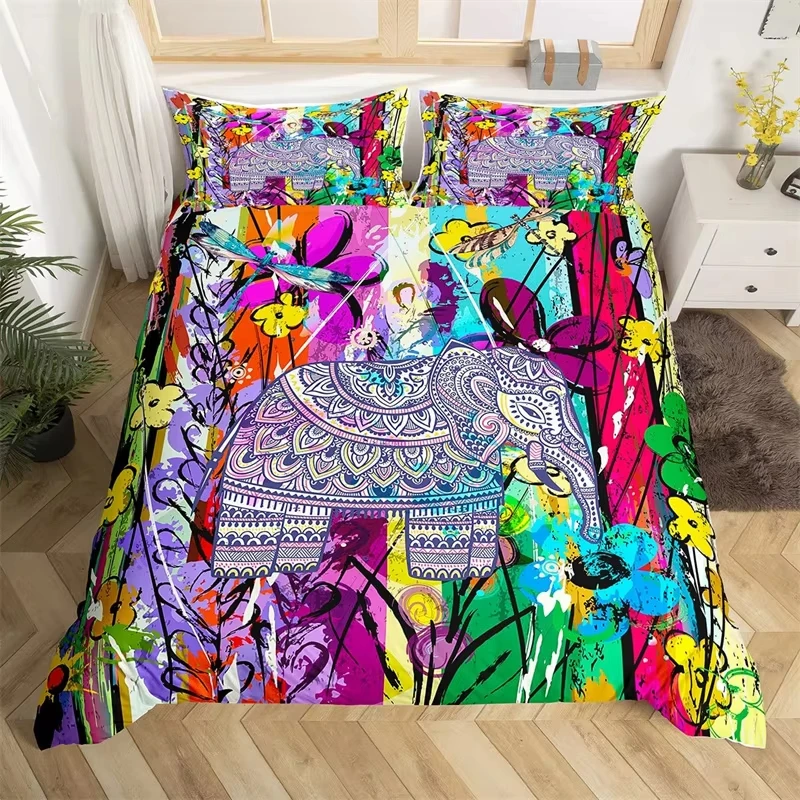 funda-de-edredon-con-diseno-de-elefante-juego-de-ropa-de-cama-bohemio-con-mandala-de-plumas-individual-matrimonial-king-microfibra-funda-de-edredon-con-diseno-de-Arbol-de-la-vida-y-animales-exoticos