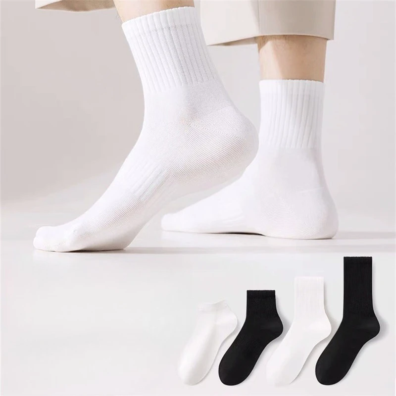5 أزواج جديد الرجال القطن نمط جديد جوارب بيضاء الرجال لينة تنفس الرياضة الجوارب الطويلة الصيف الشتاء للذكور الجوارب حجم كبير