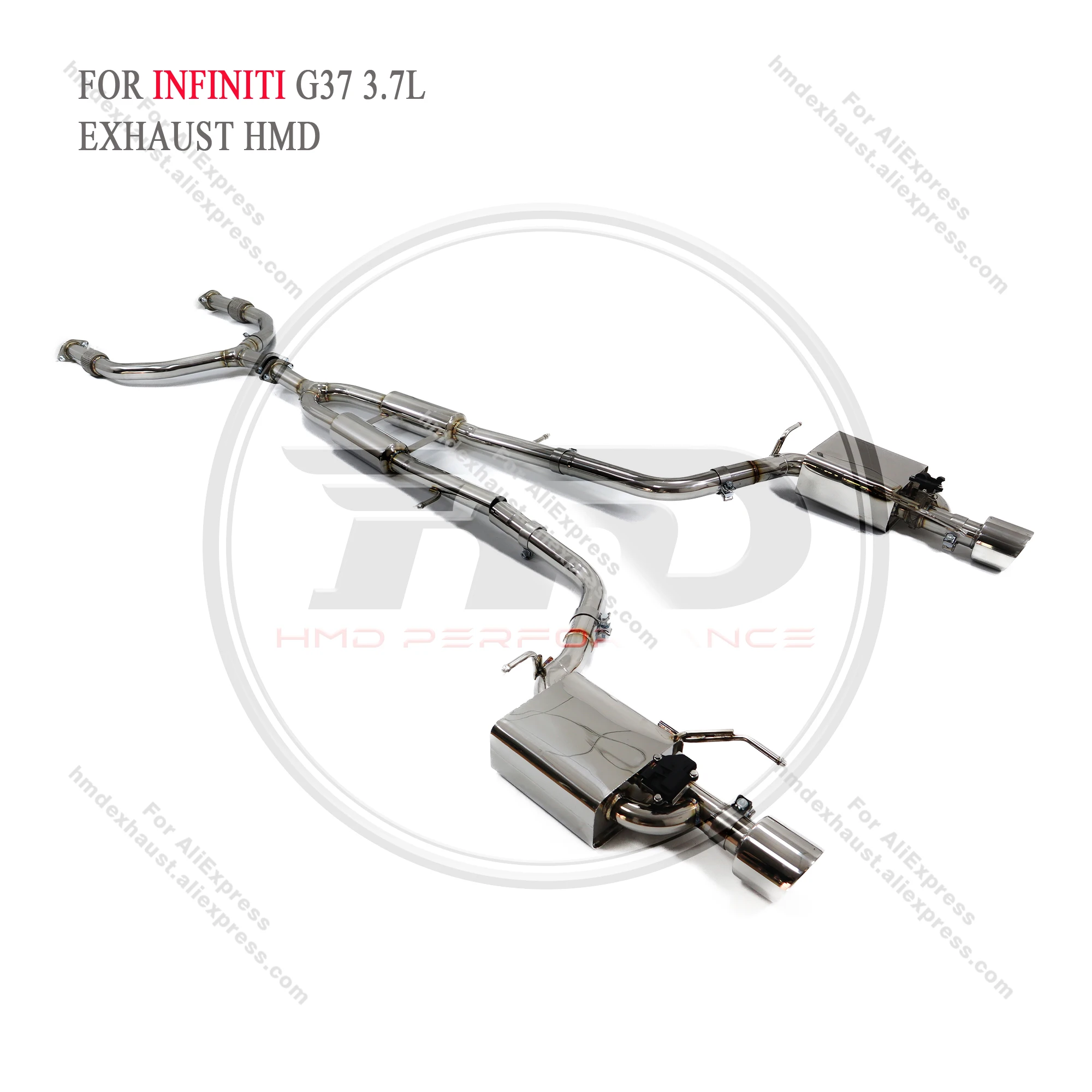 HMD Stainless Steel Exhaust System Performance Catback For Infiniti G37 3.7L Muffler With Valve