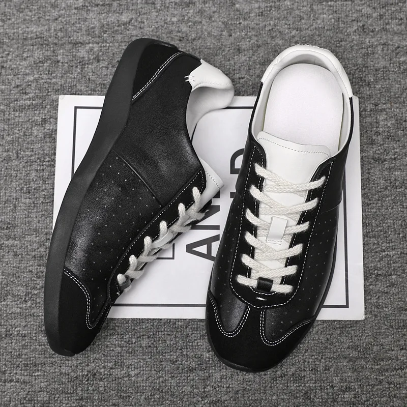 

Euro Designer Men Genuine Leather Casual Shoes Cool Black Sport Shoes Young Man Street Cool Sneaker