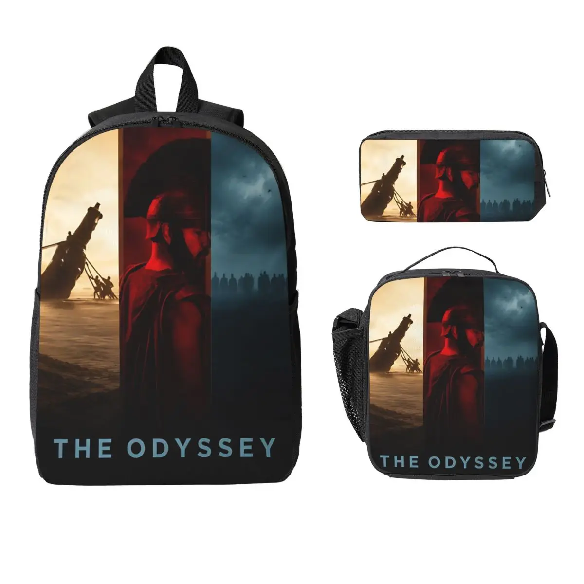 3Pcs The Odysseys Movie 2026 merch Backpack Set for Boy Girl Pen Bags Bookbag Sets with Lunch Box For School Students Daypack