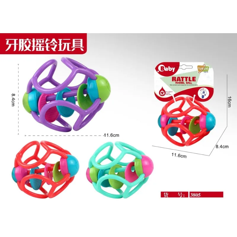 Babyrammelaars Speelgoed Kleurrijke Zachte Rubberen Bal Handbel Bijtring Hand Grijpen Oefening Spel Ontwikkelen Intelligentie Educatief Speelgoed