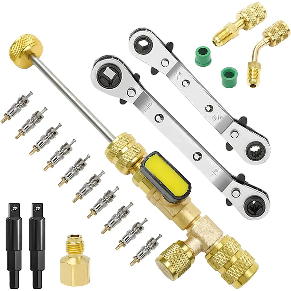 

Valve Core Remover Installer Tool&HVAC Service Wrench Set With Hex Bit Adapters Tool Parts And Accessories Valve Core Remover