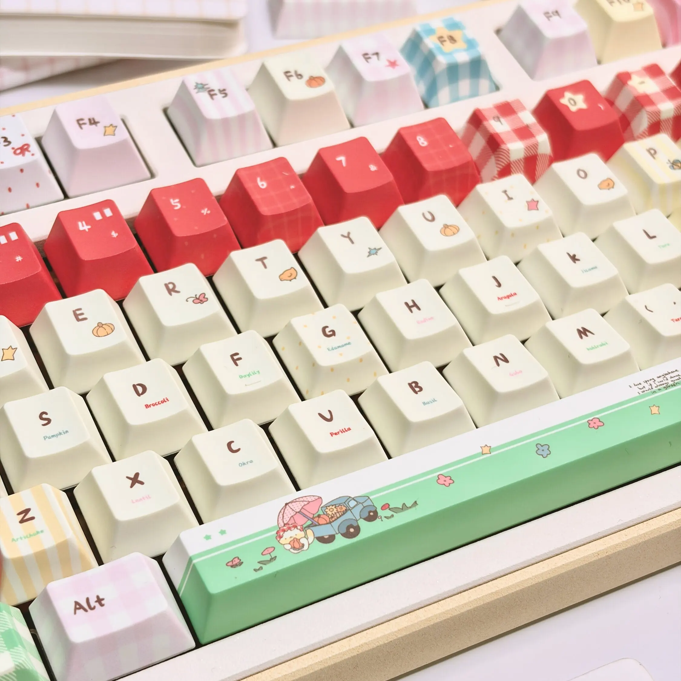 MAIMOOO Keycap Farm Theme Retro Fairy Tale Style Cute Five Sided Heat Sublimation CHERRY PBT Customized DIY Keyboard Keycap