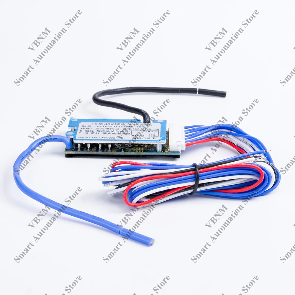 Placa de gestión de batería de iones de litio BMS 13S, 48V, 54,6 V, 15A, puerto común, protección contra sobredescarga para e-bike e-scooter, 62x32x8mm