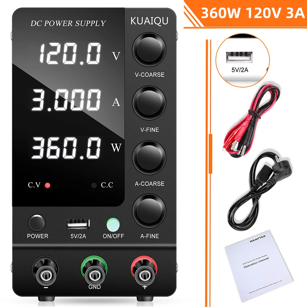 KUAIQU DC Labornetzteil 30 V 60 V 120 V Einstellbarer Spannungsregler Tischschaltnetzteil Voreingestellter Stromausgang