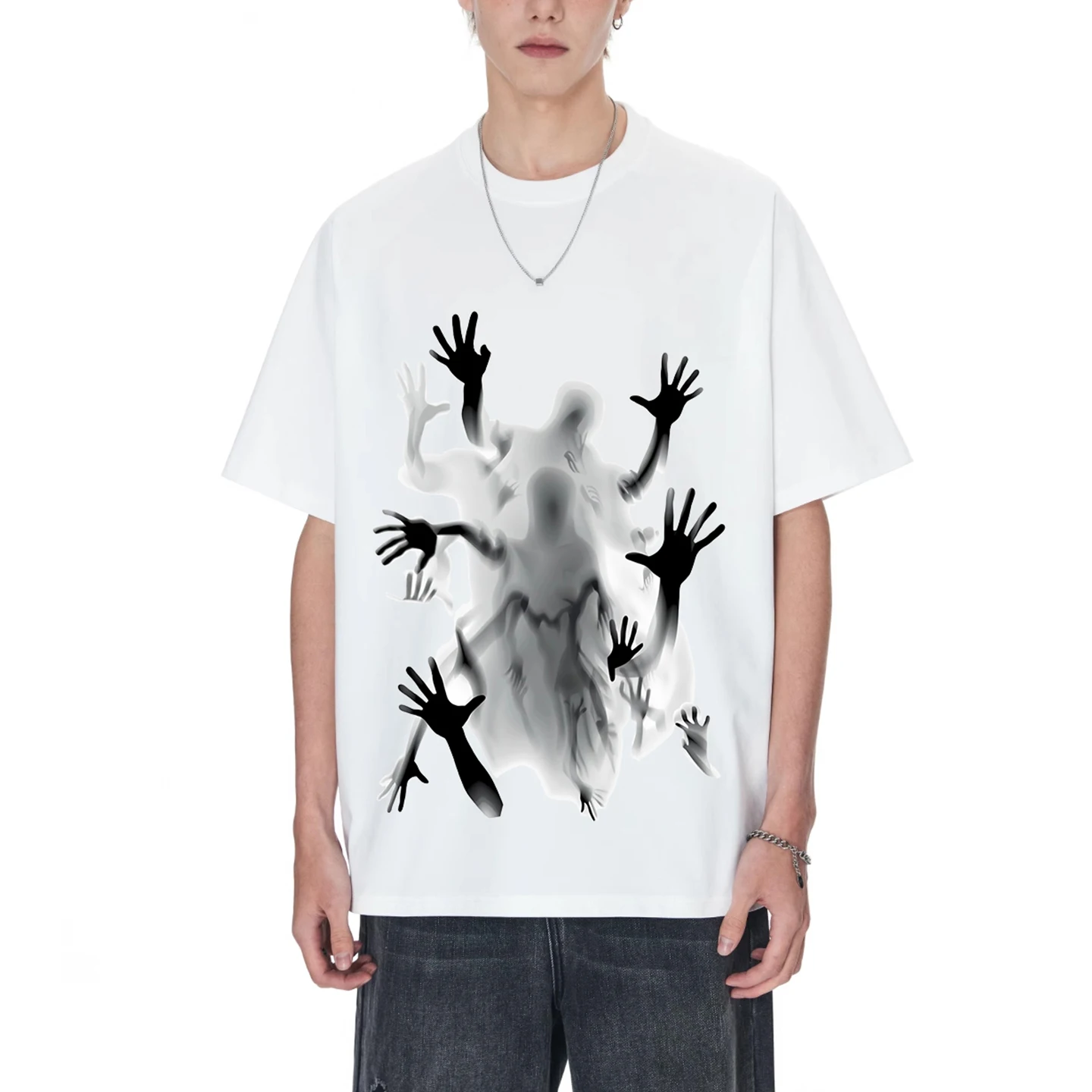 

Unisex Abstract Funny Pattern T-shirt Round Neck Cotton Short Sleeves Streetwear Y2K Style Party Hip-Hop Fashion Niche T-shirt