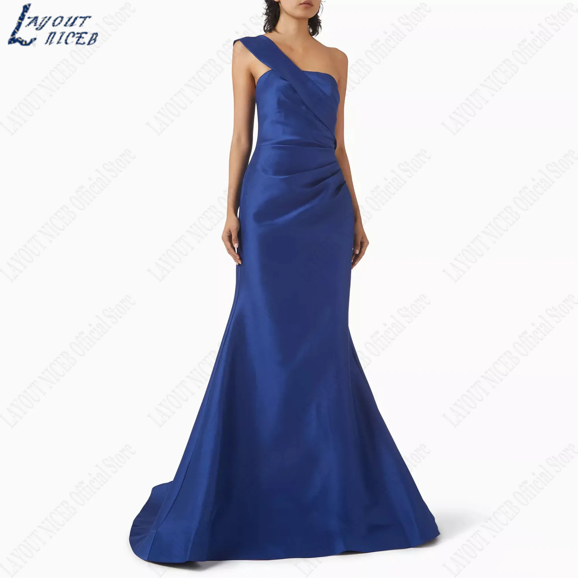 

EVON BRIDAL Formal Evening Gowns One Shoulder Mermaid vestidos de noche Sleeveless Satin Celebrity Red Carpet Dresses Customized