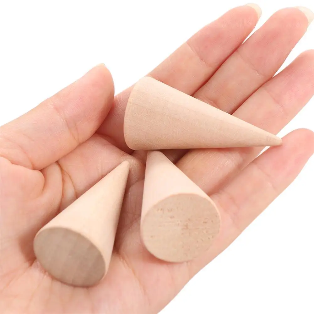 ヴィンテージ木製リングホルダー ジュエリーディスプレイ収納ラック リングディスプレイスタンド 未塗装コーン型リングオーガナイザー クラフトDIY