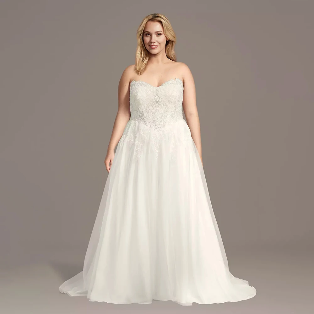 

Wedding Dress Strapless Appliqué A-line Tulle Bride Dress Elegant Bride Gowns Formal Wedding Gowns for Bridal Party Bridal Dress
