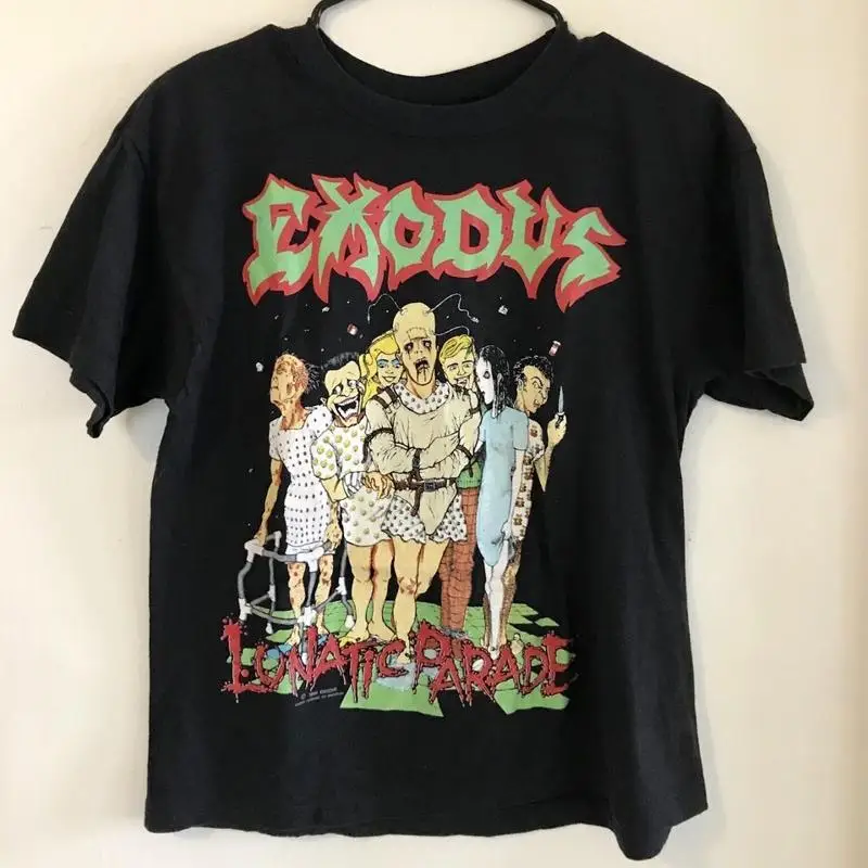 Rare 1990 Exodus Band Lunatic Parade Cotton Black S 234XL T Shirt