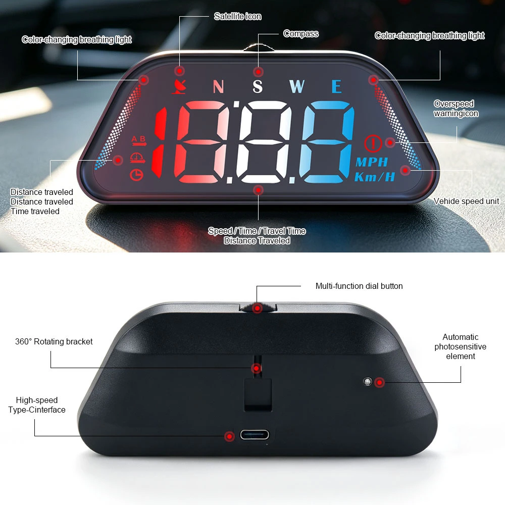 Head Up Display G23 Universal Digital GPS Speedometer Color Font HD LCD Projection Car HUD Multi Functional Tester